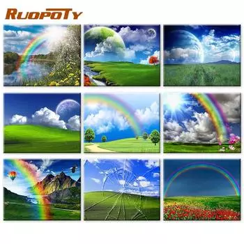 RUOPOTY цифровой природный пейзаж ручная роспись художественный подарок Diy набор цифровой живописи украшение комнаты 40x50cm NO Frame