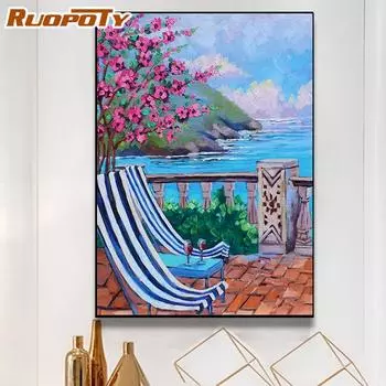 Ruopoty City Tower DIY картина по номерам акриловая краска по номерам пейзаж настенная живопись на холсте для домашнего декора 40x50 см с рамкой DIY