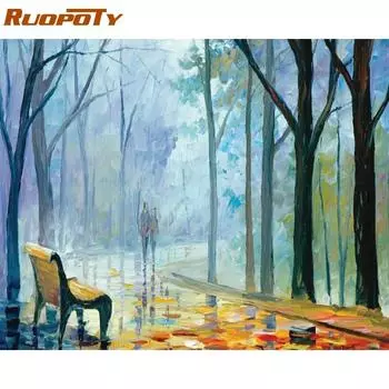 RUOPOTY Цветочная рамка Diy Картина по номерам Современная настенная живопись на холсте Акриловая краска по номерам для гостиной Картина 40x50CM NO Frame