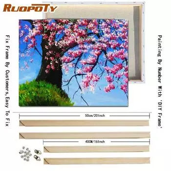 Ruopoty Цветочный пейзаж Diy Рамка Картина по номерам Акриловая настенная живопись Пейзаж Холст Картина Современная картина маслом 40x50 см