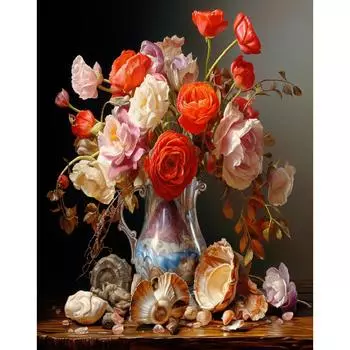 Ruopoty Цветок «сделай сам», картина по номерам для взрослых, картина, ручная роспись на холсте, акриловая краска для подарка «сделай сам», 40x50 см/16x20 дюймов без рамки 40x50cm NO Frame