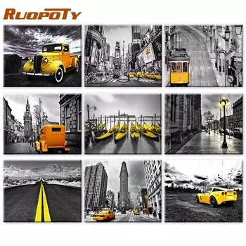 RUOPOTY DIY цифровая фоторамка черно-белые пейзажи уникальный подарок акриловая картина маслом цифровой персонаж настенное искусство 40x50cm NO Frame