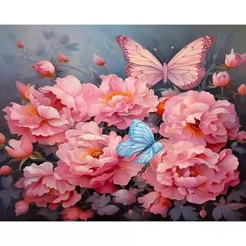 RUOPOTY Diy Frame Verf Op Nummer Voor Volwassenen Roze Bloem Foto Met Nummers Muur Kunst Foto Numbers Schilderij Домашний декор 40x50cm NO Frame