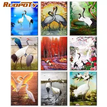 Ruopoty DIY картина маслом по номерам цветок птица картина настенная живопись по номерам животное уникальный подарок для гостиной 40x50cm NO Frame