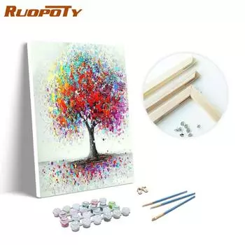 Ruopoty DIY картина маслом по номерам дерево пейзаж акрил на холсте настенная картина по номерам для гостиной 40x50cm NO Frame