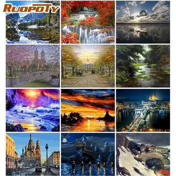 Ruopoty Diy картина маслом по номерам современная акриловая краска на холсте ручная роспись настенное искусство для украшения дома безрамное