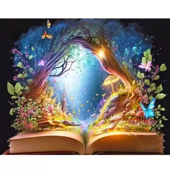 RUOPOTY DIY картина по номерам для взрослых, стартовые наборы, книга, дерево, пейзаж, акриловая краска на холсте, ручная работа для дома, настенное искусство 40x50cm NO Frame