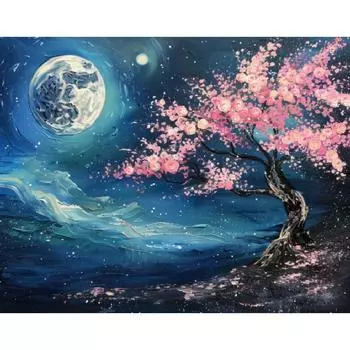 RUOPOTY Diy Картина по номерам для взрослых Раскраска дерева по номерам Лунный пейзаж DIY Подарок Домашний декор Ручная роспись Настенная картина