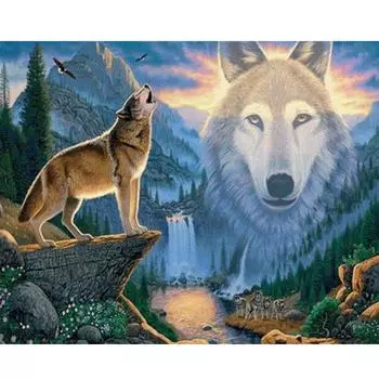 RUOPOTY DIY картина по номерам для взрослых, стартовые наборы, волки, животные, акриловая краска на холсте, картина по номерам, искусство 40x50 см 40x50cm NO Frame