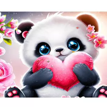 RUOPOTY DIY картина по номерам для взрослых, стартовые наборы, сердце, панда, животные, ручная роспись, акриловая краска на холсте, для домашнего декора 40x50cm NO Frame