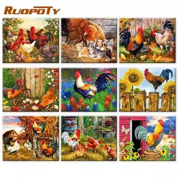 RUOPOTY DIY картина по номерам фотографии животных по номерам наборы куриц ручная роспись картины художественный рисунок на холсте домашний декор 40x50cm NO Frame