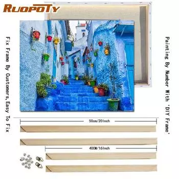 Ruopoty Diy Картина по номерам Пейзаж Современная настенная художественная картина Ручная роспись маслом для украшения стены 40x50 см с рамкой DIY