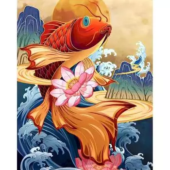 RUOPOTY DIY картина по номерам рамка карпы олень кран номер живопись домашний декор набор красок подарок ручной работы для взрослых на холсте 40x50cm NO Frame