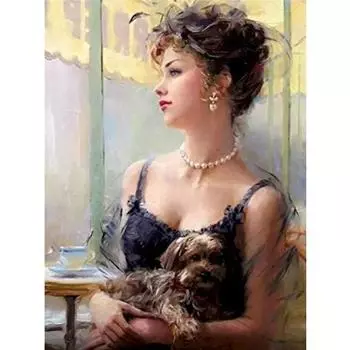 Ruopoty Diy картина по номерам рисунок черное платье женская картина маслом на холсте настенная картина для гостиной современный подарок ручной работы 40x50cm NO Frame