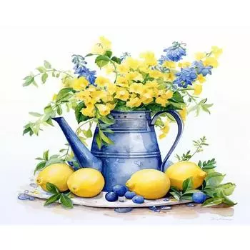 Ruopoty DIY картина по номерам с рамкой лимонные цветы холст картина настенная живопись картина раскраска по номерам комплект настенное искусство 40x50cm NO Frame