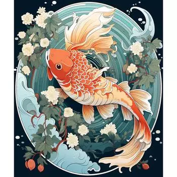 RUOPOTY DIY картина по номерам Золотая рыбка плавающие животные ручная роспись маслом холст раскраска домашний декор стены 40x50 см 40x50cm NO Frame