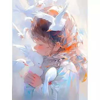 RUOPOTY DIY картинки по номерам аниме девушка раскраска по номерам голубь рисунок на холсте ручная роспись искусство подарок домашний декор 40x50cm NO Frame