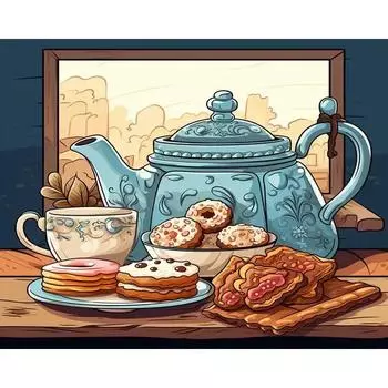 RUOPOTY DIY картинки по номерам, чайный горшок, пейзажные наборы, картина по номерам, рисунок на холсте, ручная роспись, художественный подарок, домашний декор 40x50cm NO Frame