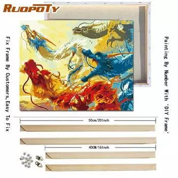 RUOPOTY Diy картины маслом по номерам Краски Животные Акриловая настенная живопись Картина по номерам Холст для украшения дома 40x50 см DIY Рамка