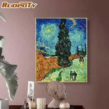 Ruopoty DIY картины по номерам абстрактные масляные краски наборы DIY уникальный подарок ручная роспись настенные художественные раскраски картинки 40x50 см