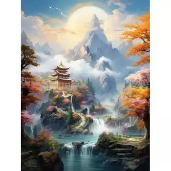 RUOPOTY DIY картины по номерам наборы пейзажей озера живопись по номерам рисунок дерева на холсте ручная роспись картины домашний декор 40x50cm NO Frame