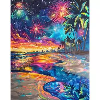 RUOPOTY Diy краска по номерам 40x50 см наборы для взрослых пляжная ночь декоративная живопись с цифрами ремесленные изделия для DIY подарок домашний декор 40x50cm NO Frame