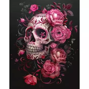 RUOPOTY Diy краска по номерам Череп Роза Современная настенная художественная картина с цифрами Diy ручная роспись на холсте для домашнего декора стен 40x50cm NO Frame