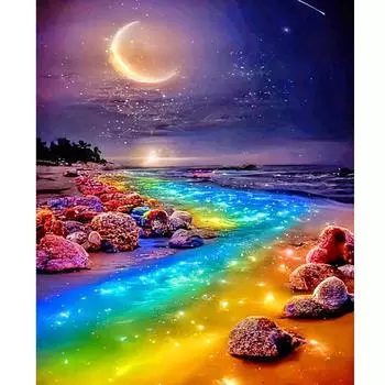 RUOPOTY Diy краска по номерам для взрослых начинающих красочный пляжный пейзаж акриловая краска по номерам для домашнего декора стен 40x50 см 40x50cm NO Frame