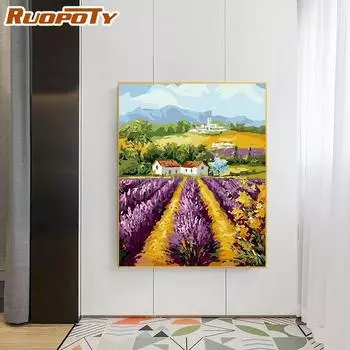 Ruopoty DIY Набор для рисования по номерам Пейзаж Холст Картина Настенная картина Раскраска по номерам для настенного искусства и хобби 40x50 см Рамка «сделай сам»
