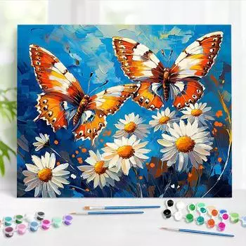 RUOPOTY DIY Paint By Numbers Kits Бабочка в цветах Картина маслом Рисунок Раскраска по номерам Цифровая живопись Наборы для ручной росписи 40x50cm NO Frame