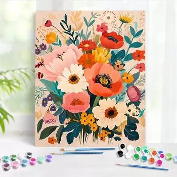 RUOPOTY DIY Paint By Numbers Kits Красочные цветы Ручная роспись Картина акриловыми красками Картины Ручная роспись на холсте Домашний декор 40x50cm NO Frame
