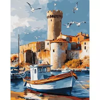 RUOPOTY Diy Painting By Numbers Kit Harbor Picture Раскраска по номерам Изделия ручной работы для украшения дома 40x50cm NO Frame