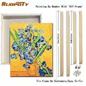 Ruopoty DIY рамка цветы DIY цифровые картины по номерам картина маслом подарок ручной работы украшение дома холст живопись