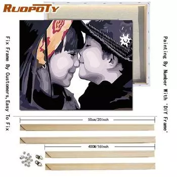 Ruopoty DIY рамка детская картина DIY картина по номерам рисунок на холсте акриловая настенная художественная картина для домашнего декора искусство