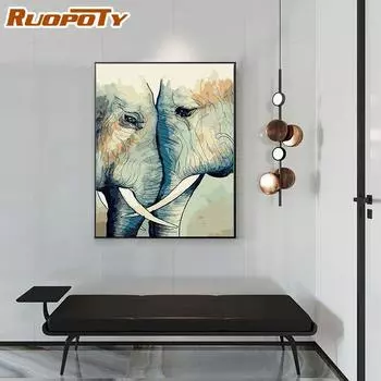 Ruopoty DIY рамка Diy картины по номерам животные картина настенная живопись на холсте акриловая краска для украшения дома