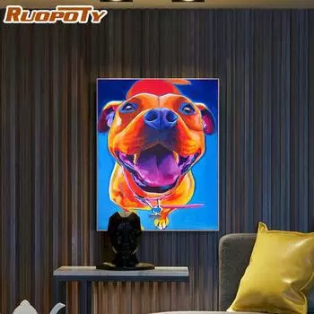 Ruopoty DIY Рамка Diy Картины по номерам для начинающих Раскраска Наборы для рисования маслом Diy без рамки Акриловый холст Современное домашнее настенное искусство