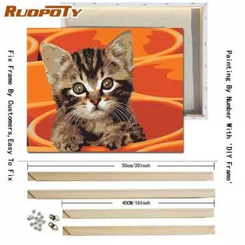 Ruopoty DIY рамка Diy краска по номерам животные картина Современная настенная живопись на холсте подарок для домашнего декора 40x50 см