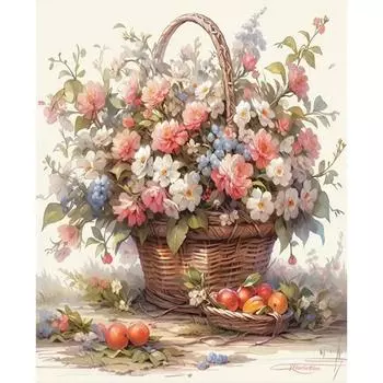 RUOPOTY DIY Рамка для рисования по номерам, цветочная корзина, ручная роспись, настенная художественная картина, картина по номерам, рисунок на холсте, подарок своими руками 40x50cm NO Frame