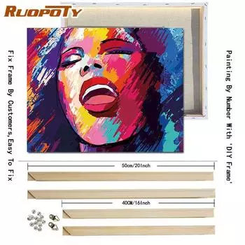 RUOPOTY DIY рамка для рисования по номерам, наборы красок для взрослых, современная женская картина маслом по номерам, ручная роспись, 40x50 см, произведение искусства