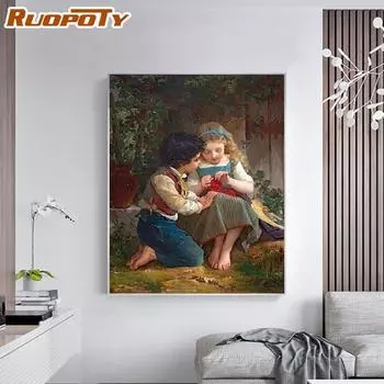 Ruopoty DIY рамка фигурка картина по номерам ручная роспись акриловым маслом рисунок на холсте для взрослых домашний декор 40x50 см
