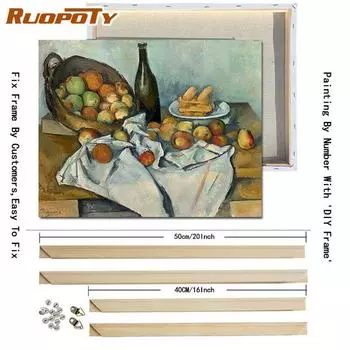 RUOPOTY DIY Рамка Фрукты и цветы Картина маслом DIY Картины по номерам Краски Натюрморт Ручная роспись маслом Главная Настенная картина для гостиной