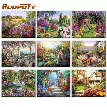 Ruopoty DIY рамка картина маслом по номерам цветок ромашки акриловый домашний декор на холсте настенная картина роза для гостиной 40x50cm NO Frame