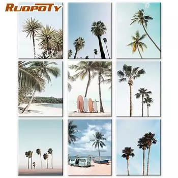 Ruopoty DIY рамка картина маслом по номерам морской пейзаж акрил на холсте настенная картина по номерам дерево для гостиной 40x50cm NO Frame