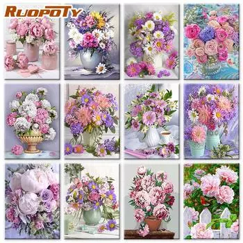 RUOPOTY DIY рамка картина по номерам башня настенная живопись на холсте акрил уникальный подарок картина по номерам цветок для гостиной 40x50cm NO Frame