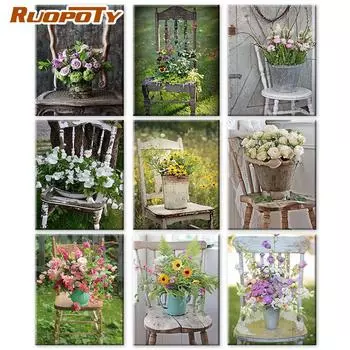 Ruopoty DIY рамка картина по номерам цветок акрил на холсте настенная картина по номерам для гостиной 40x50cm NO Frame