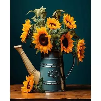 Ruopoty DIY рамка картина по номерам подсолнухи современная холст картина по номерам акриловая краска на холсте для домашнего декора 40x50cm NO Frame