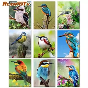 RUOPOTY DIY рамка картина по номерам птица животное акрил домашний декор на холсте настенная художественная картина цветок для гостиной 40x50cm NO Frame