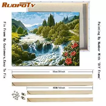 Ruopoty DIY рамка лесной пейзаж DIY цифровая живопись по номерам Современная настенная живопись на холсте для украшения дома 40x50 см
