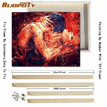RUOPOTY DIY рамка пара Diy картина маслом по номерам рисунок Современная настенная живопись на холсте уникальный подарок Настенная картина