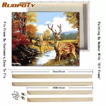 Ruopoty DIY Рамка Пейзаж Картина маслом Картина Diy Картина по номерам Настенное искусство Холст по номерам для домашнего декора с DIY рамкой 40x50CM